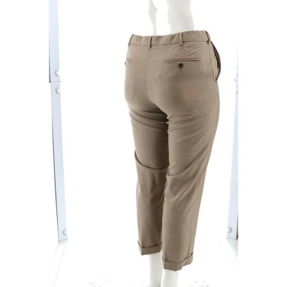 NWT LANDS' END COMFORT WAIST PLAIN FRONT WOOL PANTS KHAKI HEATHER 35-UNHEMMED - Picture 6 of 10